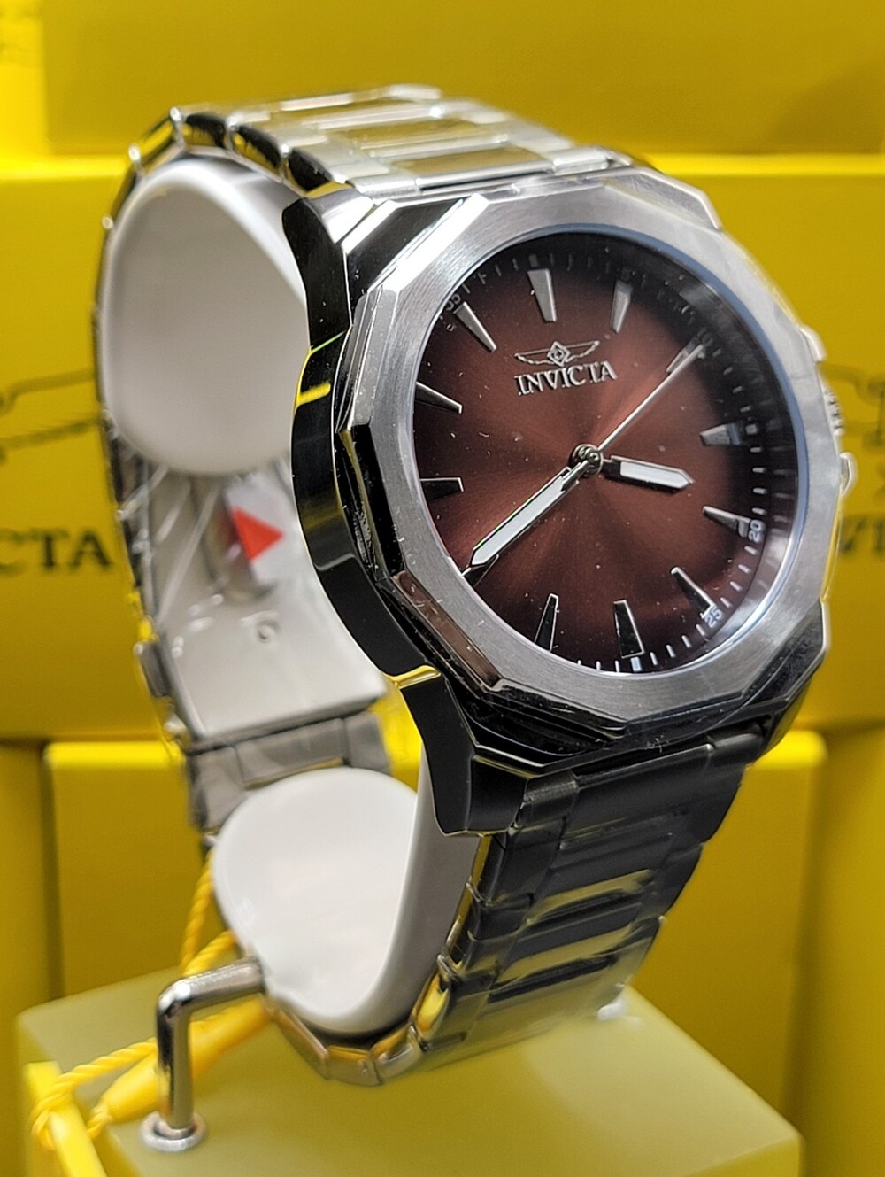 Invicta Speedway Dominus 50986 Brown Sunburst Dial Octagon Steel Watch NWT